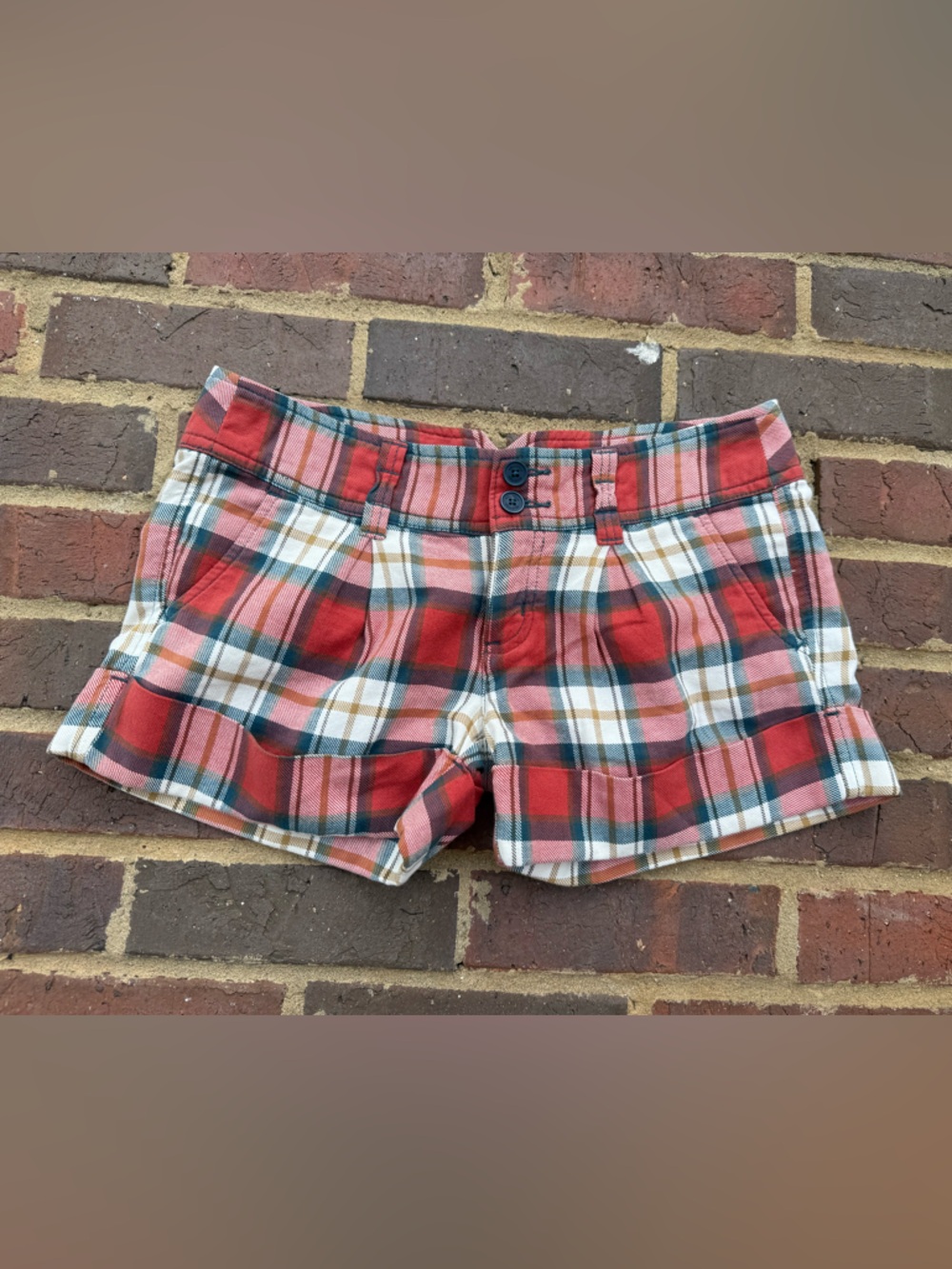Y2K Hollister Red Plaid Cotton Shorts